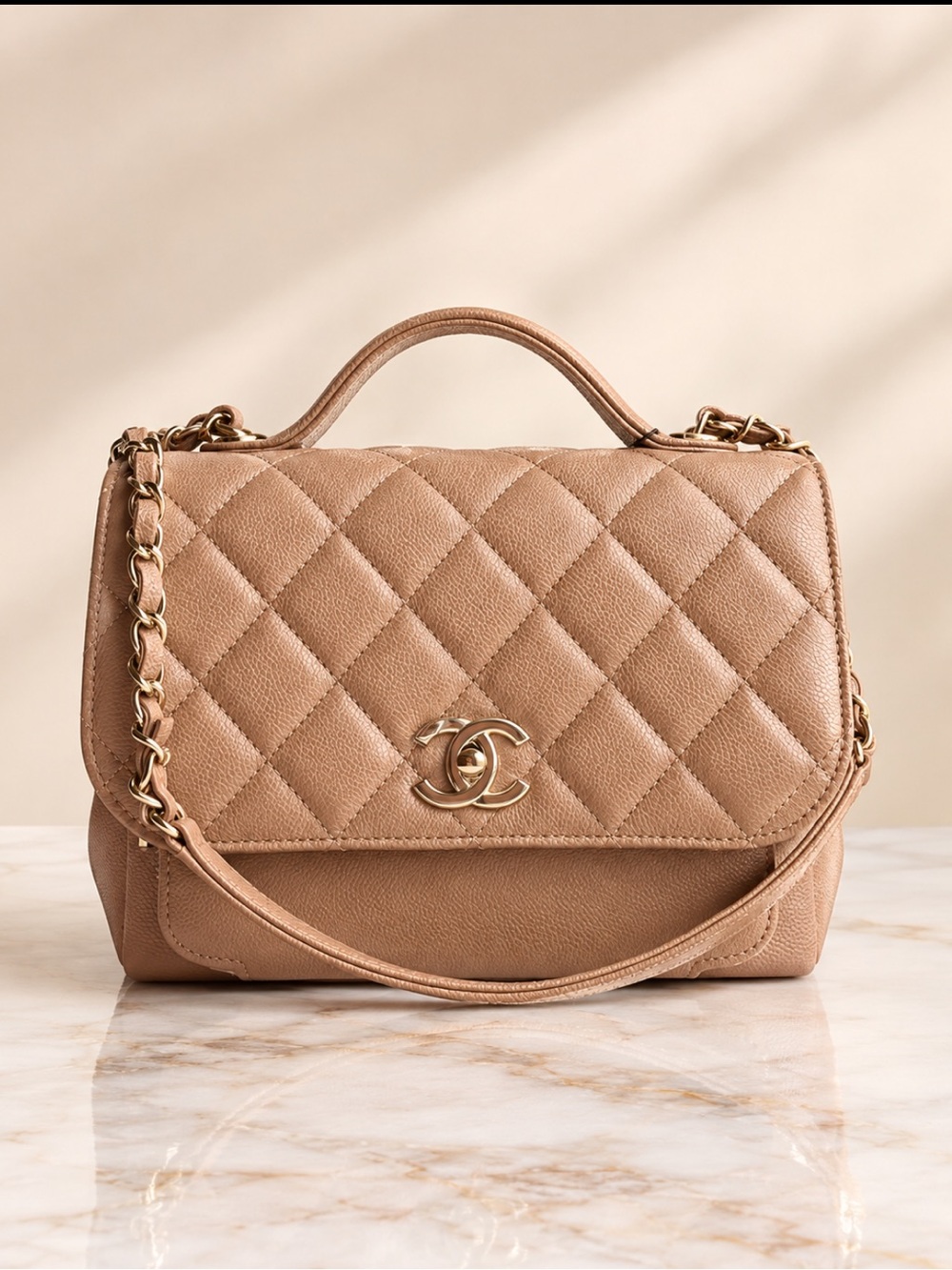 🔥CHANEL Caviar Quilted Medium Business Affinity Flap in Beige
